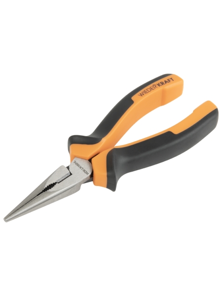 Длинногубцы WIEDERKRAFT с двухкомпонентной рукоятью, 160 мм WDK-LN160HL