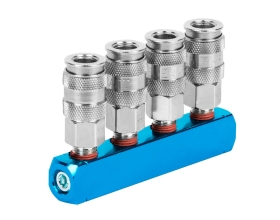 Разветвитель пневматический (1/4"F; 4 выхода рапид EURO) WIEDERKRAFT WDK-84MM