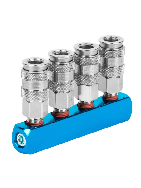 Разветвитель пневматический (1/4"F; 4 выхода рапид EURO) WIEDERKRAFT WDK-84MM