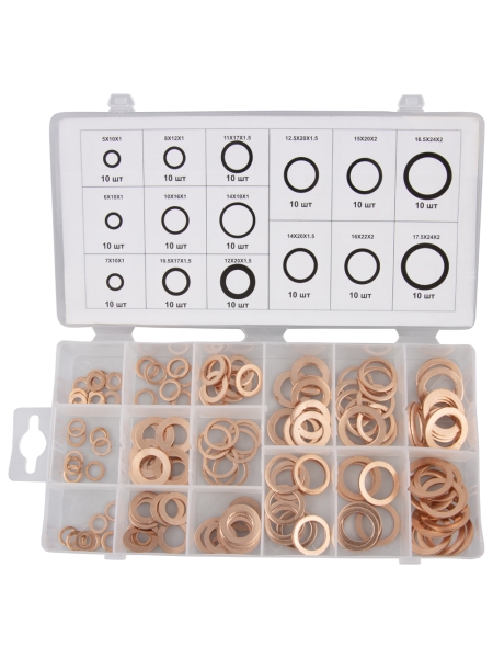 Набор медных шайб 150 шт WIEDERKRAFT WDK-214067