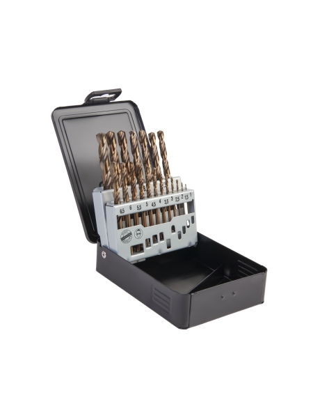 Набор сверл по металлу в металлическом кейсе (19 шт; 1-10 мм; шаг 0.5 мм; HSS-Co) WIEDERKRAFT WDK-DC19