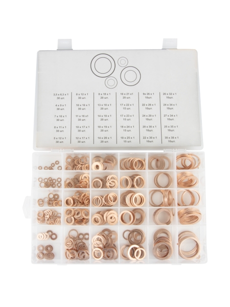 Набор медных шайб 580 шт WIEDERKRAFT WDK-214069