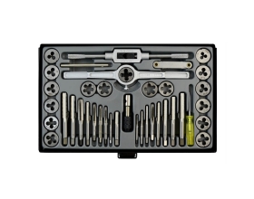 Набор метчиков и плашек 4NC40-1/2NF20 WIEDERKRAFT 40 предметов, дюймовая резьба WDK-DTI3040