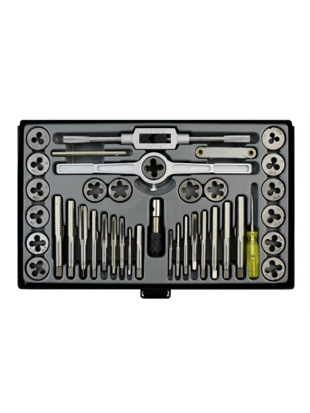 Набор метчиков и плашек 4NC40-1/2NF20 WIEDERKRAFT 40 предметов, дюймовая резьба WDK-DTI3040