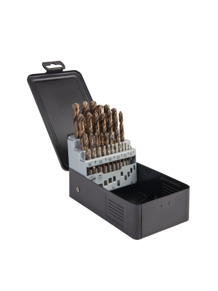 Набор сверл по металлу в металлическом кейсе (25 шт; 1-13 мм; шаг 0.5 мм; HSS-Co) WIEDERKRAFT WDK-DC25