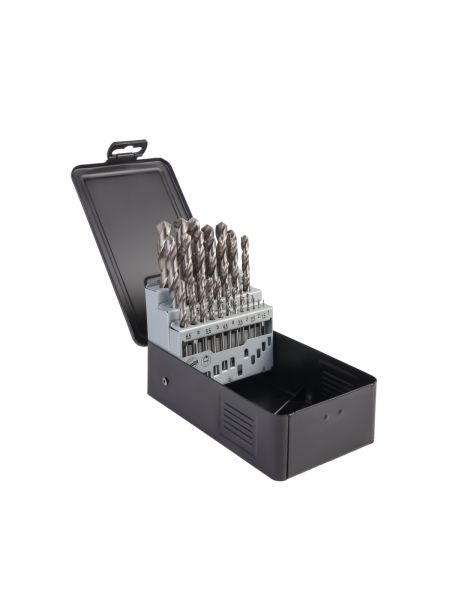 Набор сверл по металлу в металлическом кейсе (25 шт; 1-13 мм; шаг 0.5 мм; HSS-G) WIEDERKRAFT WDK-DG25
