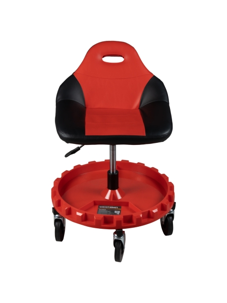 Табурет механика WIEDERKRAFT с лотком для инструмента, микролифтом, мягким покрытием и спинкой WDK-86012