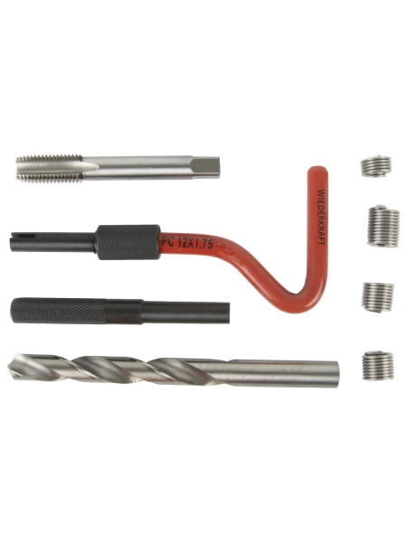 Набор для восстановления резьбы WIEDERKRAFT M12x1,75, 16 предметов WDK-ST1217
