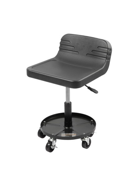 Рабочий стул для автослесаря WIEDERKRAFT с лотком для инструмента, табурет механика, сиденье для детейлера с микролифтом, стул мастерской WDK-86021