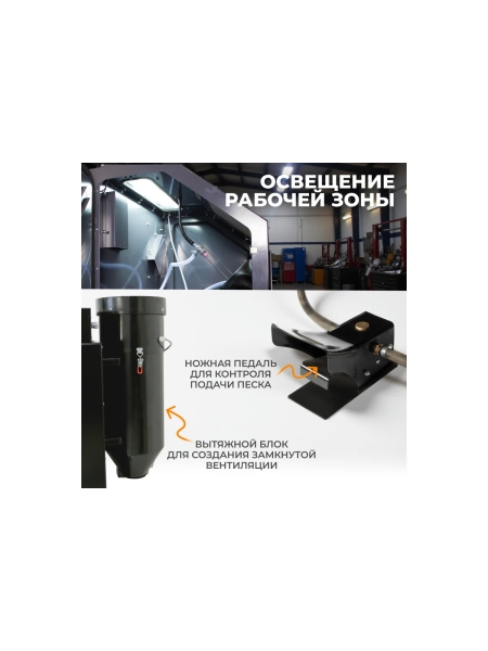 Пескоструйная камера 420л, боковая и фронтальная загрузка WIEDERKRAFT WDK-83421