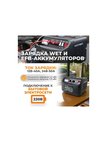Пуско-зарядное устройство WIEDERKRAFT 12/24 в, 300а WDK-Start300