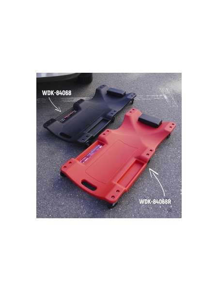 Подкатной пластиковый лежак WIEDERKRAFT 6 поворотных колес, мягкое изголовье WDK-84068