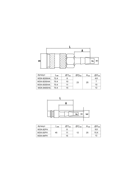 Быстроразъёмное соединение рапид-ёлочка 6 мм WIEDERKRAFT WDK-820SHA