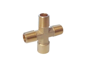 Фитинг X - образный WIEDERKRAFT резьба 1/4 PT, F-M-M-M (внутренний/внешний), латунь WDK-23MFB