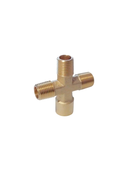 Фитинг X - образный WIEDERKRAFT резьба 1/4 PT, F-M-M-M (внутренний/внешний), латунь WDK-23MFB