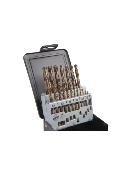 Набор сверл по металлу в металлическом кейсе (19 шт; 1-10 мм; шаг 0.5 мм; HSS-Co) WIEDERKRAFT WDK-DC19