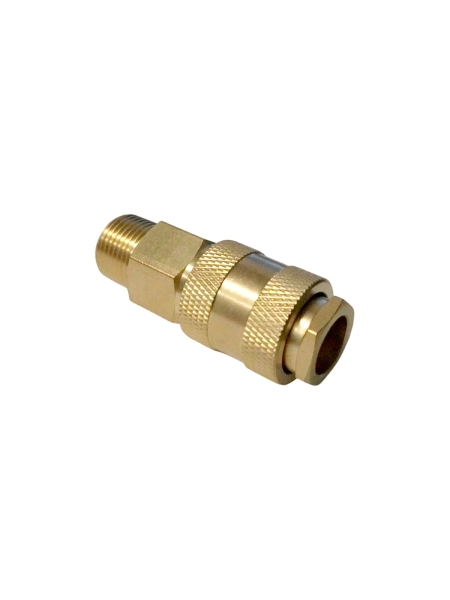 Быстроразъемное соединение пневматическое WIEDERKRAFT с внешней резьбой 3/8 BSPT, латунь WDK-30SMB
