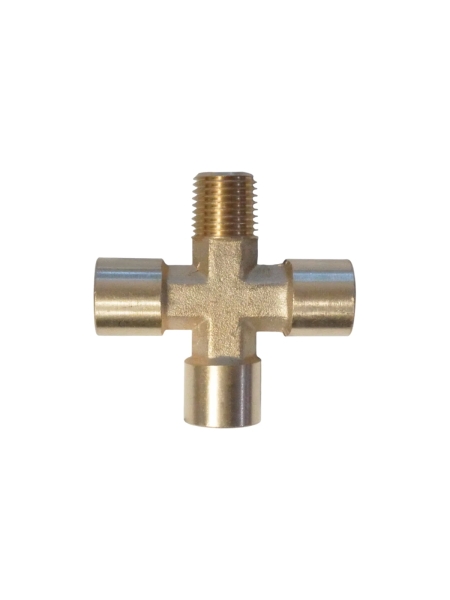 Фитинг X - образный WIEDERKRAFT резьба 1/4 PT, F-F-F-M (внутренний/внешний), латунь WDK-23FMB