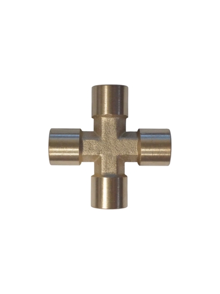 Фитинг X - образный WIEDERKRAFT резьба 1/4 PT, F-F-F-F (внутренний), латунь WDK-24FFB