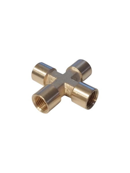 Фитинг X - образный WIEDERKRAFT резьба 1/4 PT, F-F-F-F (внутренний), латунь WDK-24FFB