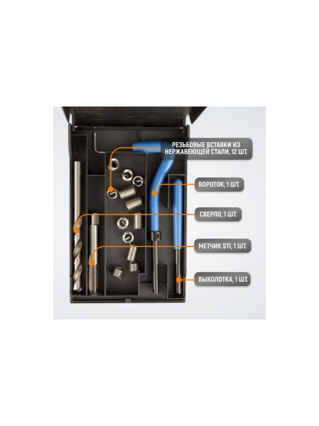 Набор для восстановления резьбы WIEDERKRAFT UNC 5/16-18 WDK-IT51618