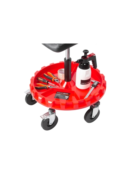 Рабочий стул для автослесаря, детейлинга WIEDERKRAFT с лотком для инструмента WDK-86019