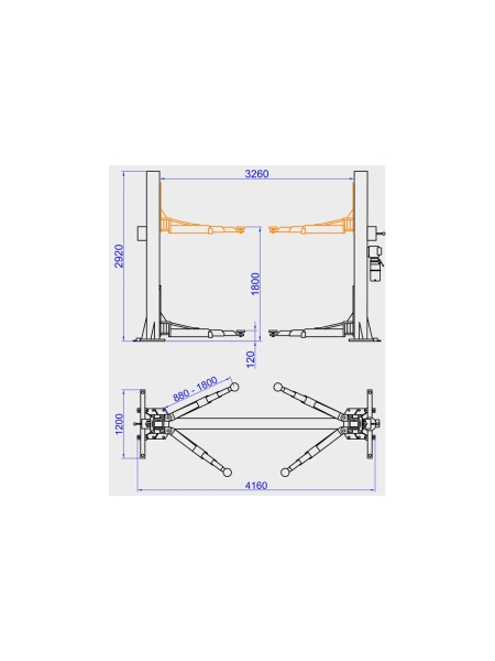 Гидравлический подъемник WIEDERKRAFT 2-х стоечный с нижней синхронизацией г/п 5000 кг WDK-524