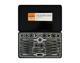 Набор метчиков и плашек М5-М12 WIEDERKRAFT 24 предмета, метрическая резьба WDK-DTM3024