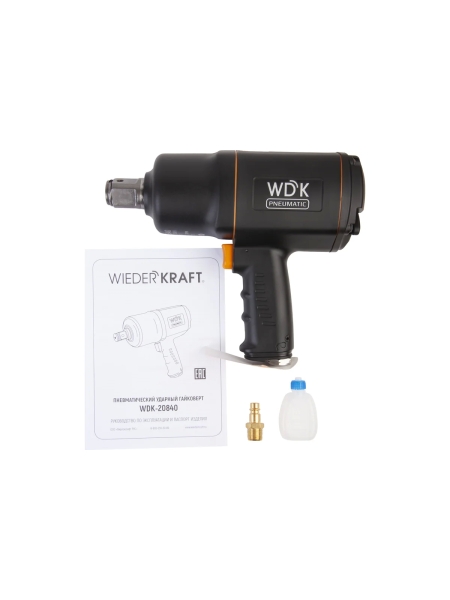 Пневматический ударный гайковерт WIEDERKRAFT квадрат 1", 6000 об/мин, 1950 Нм WDK-20840