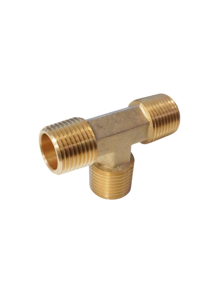 Фитинг T - образный WIEDERKRAFT резьба 1/2 PT, M-M-M (внешний), латунь WDK-43PMB