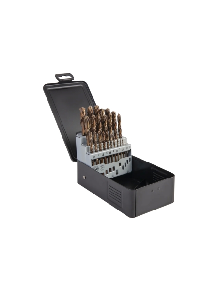 Набор сверл по металлу в металлическом кейсе (25 шт; 1-13 мм; шаг 0.5 мм; HSS-Co) WIEDERKRAFT WDK-DC25