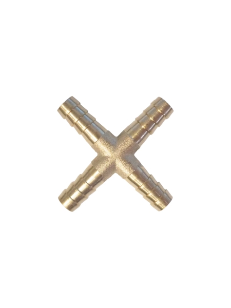 Штуцер соединительный WIEDERKRAFT X-образный елочка для шлангов 8 мм, латунь WDK-24PHB