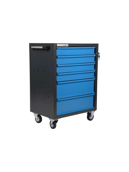 Инструментальная тележка WIEDERKRAFT 670x450x930 мм, 6 ящиков, 4x87мм, 2x179мм, серый/синий WDK-606GB