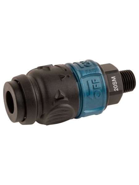 Композитное пневматическое быстроразъемное соединение WIEDERKRAFT с предохранителем, внешняя резьба M1/4 WDK-820SMS