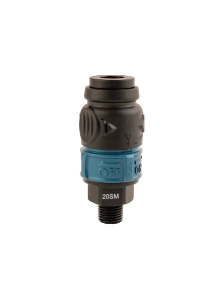 Композитное пневматическое быстроразъемное соединение WIEDERKRAFT с предохранителем, внешняя резьба M1/4 WDK-820SMS