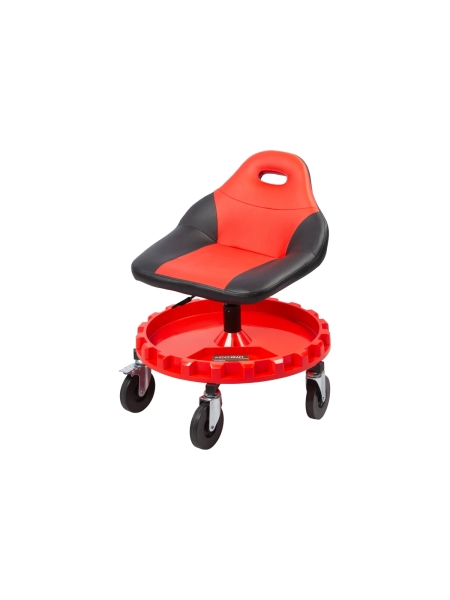 Табурет механика WIEDERKRAFT с лотком для инструмента, микролифтом, мягким покрытием и спинкой WDK-86012