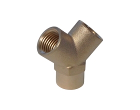 Фитинг Y - образный WIEDERKRAFT резьба 1/4 PT, F-F-F (внутренний), латунь WDK-20FF