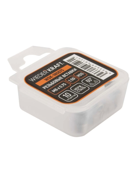 Набор вставок резьбовых WIEDERKRAFT M6x0.75, 1,5d, 10 предметов WDK-IN0675