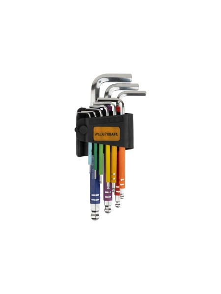 Набор шестигранных ключей с шаром WIEDERKRAFT 1,5-10 мм, 9 шт, сталь S2 WDK-HS1510