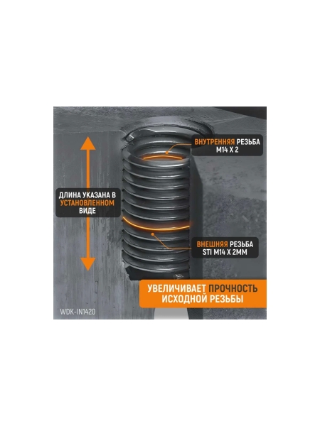 Резьбовые вставки WIEDERKRAFT M14x2, 1,5d, 10 предметов WDK-IN1420