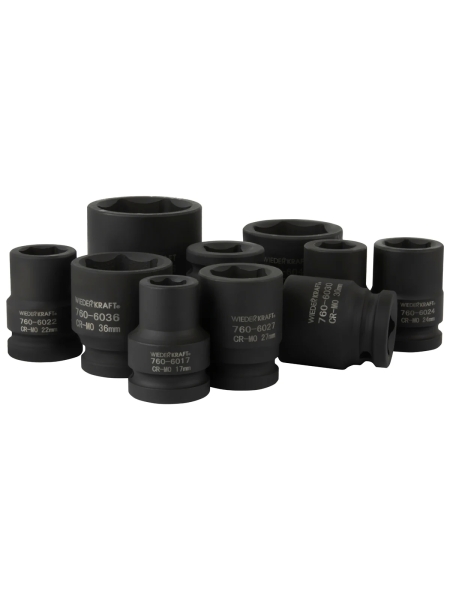 Набор ударных головок (10 предметов; 17-46 мм; 3/4") WIEDERKRAFT WDK-760