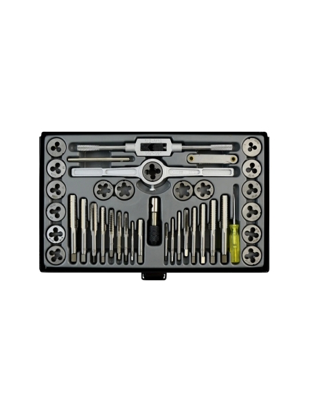 Набор метчиков и плашек 4NC40-1/2NF20 WIEDERKRAFT 40 предметов, дюймовая резьба WDK-DTI3040