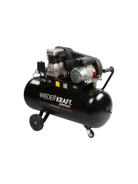 Масляный поршневой компрессор с ременным приводом WIEDERKRAFT 400 л/мин, ресивер 100л, WDK-91040