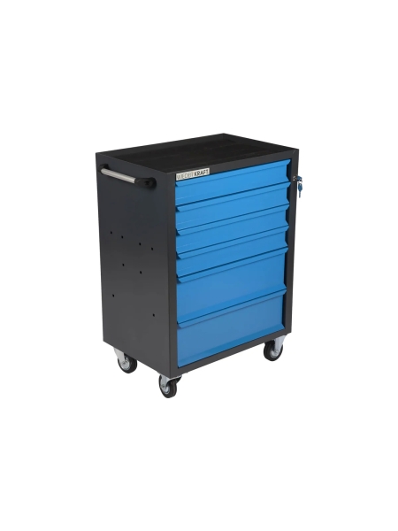 Инструментальная тележка WIEDERKRAFT 670x450x930 мм, 6 ящиков, 4x87мм, 2x179мм, серый/синий WDK-606GB