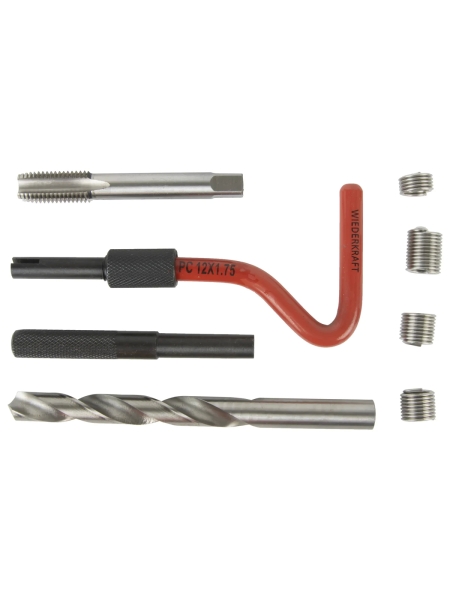 Набор для восстановления резьбы WIEDERKRAFT M12x1,75, 16 предметов WDK-ST1217