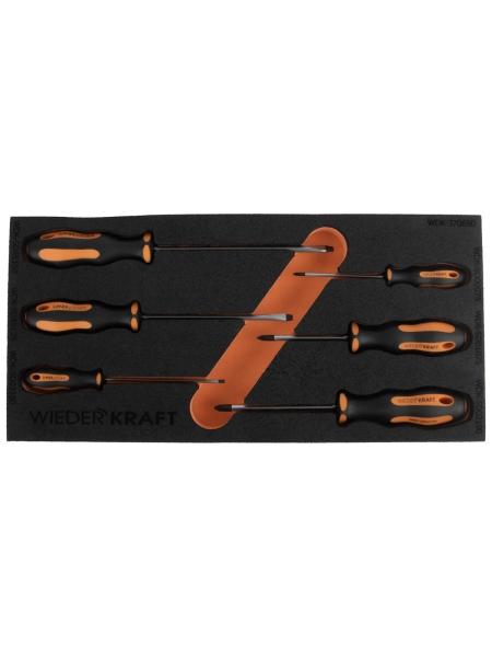 Набор отверток WIEDERKRAFT ph/sl в ложементе, 6 предметов WDK-3706SD