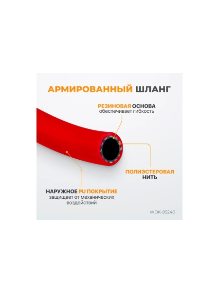 Шланг в катушке для подачи сжатого воздуха WIEDERKRAFT WDK-85240