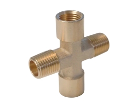 Фитинг X - образный WIEDERKRAFT резьба 1/4 PT, F-F-M-M (внутренний/внешний), латунь WDK-22FMB