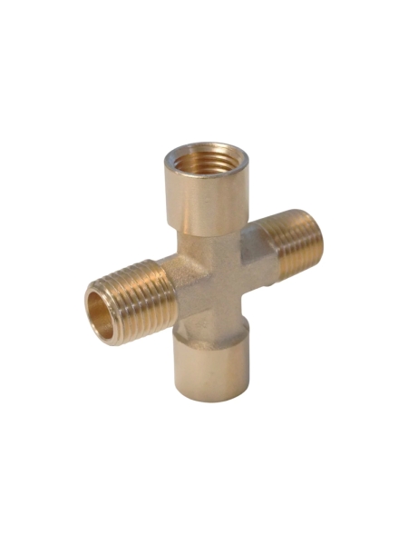 Фитинг X - образный WIEDERKRAFT резьба 1/4 PT, F-F-M-M (внутренний/внешний), латунь WDK-22FMB