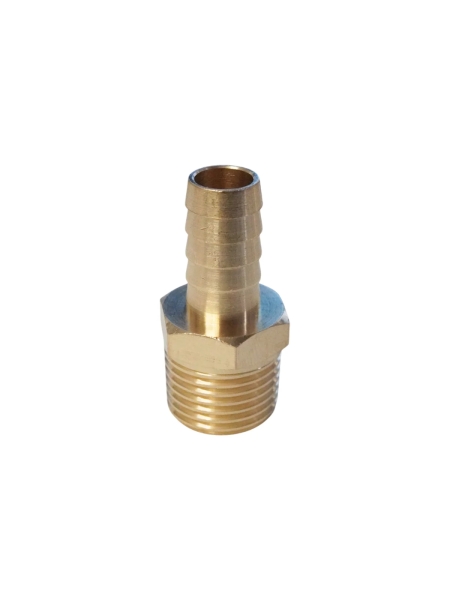 Штуцер быстроразъемного соединения WIEDERKRAFT елочка под шланг 12 мм, внешняя резьба 1/2 PT, латунь WDK-40MB